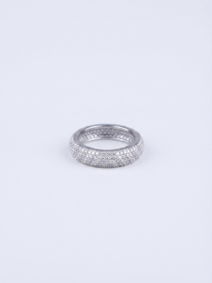 Luxurious Pavé-Dome Sterling Silver Eternity Band