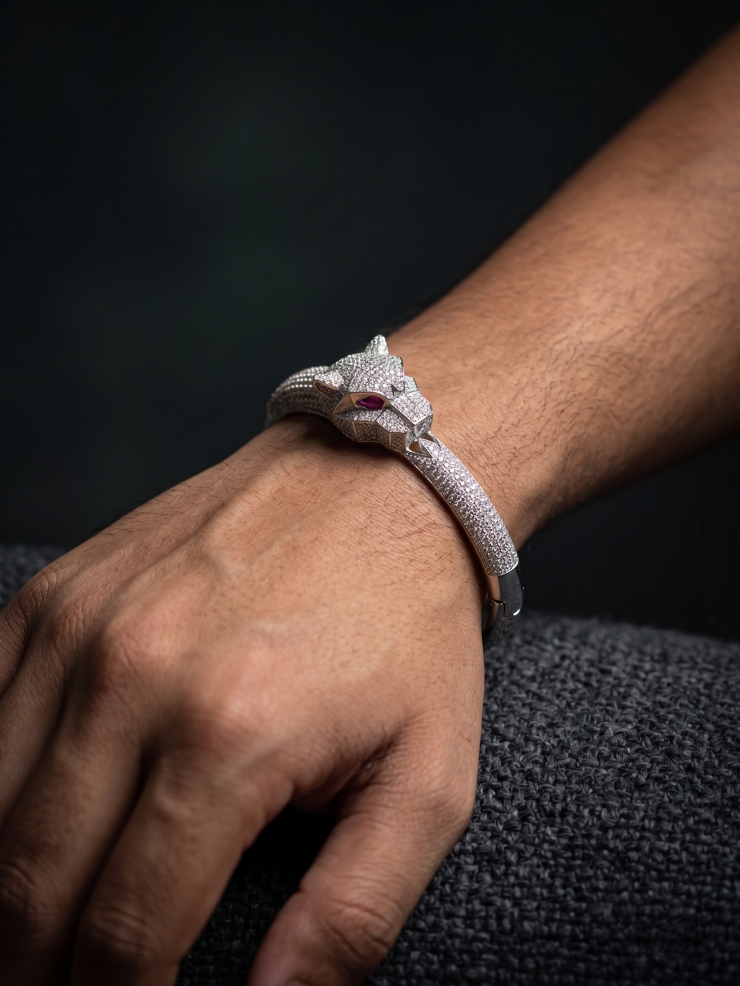 pavé panther head bangle bracelet