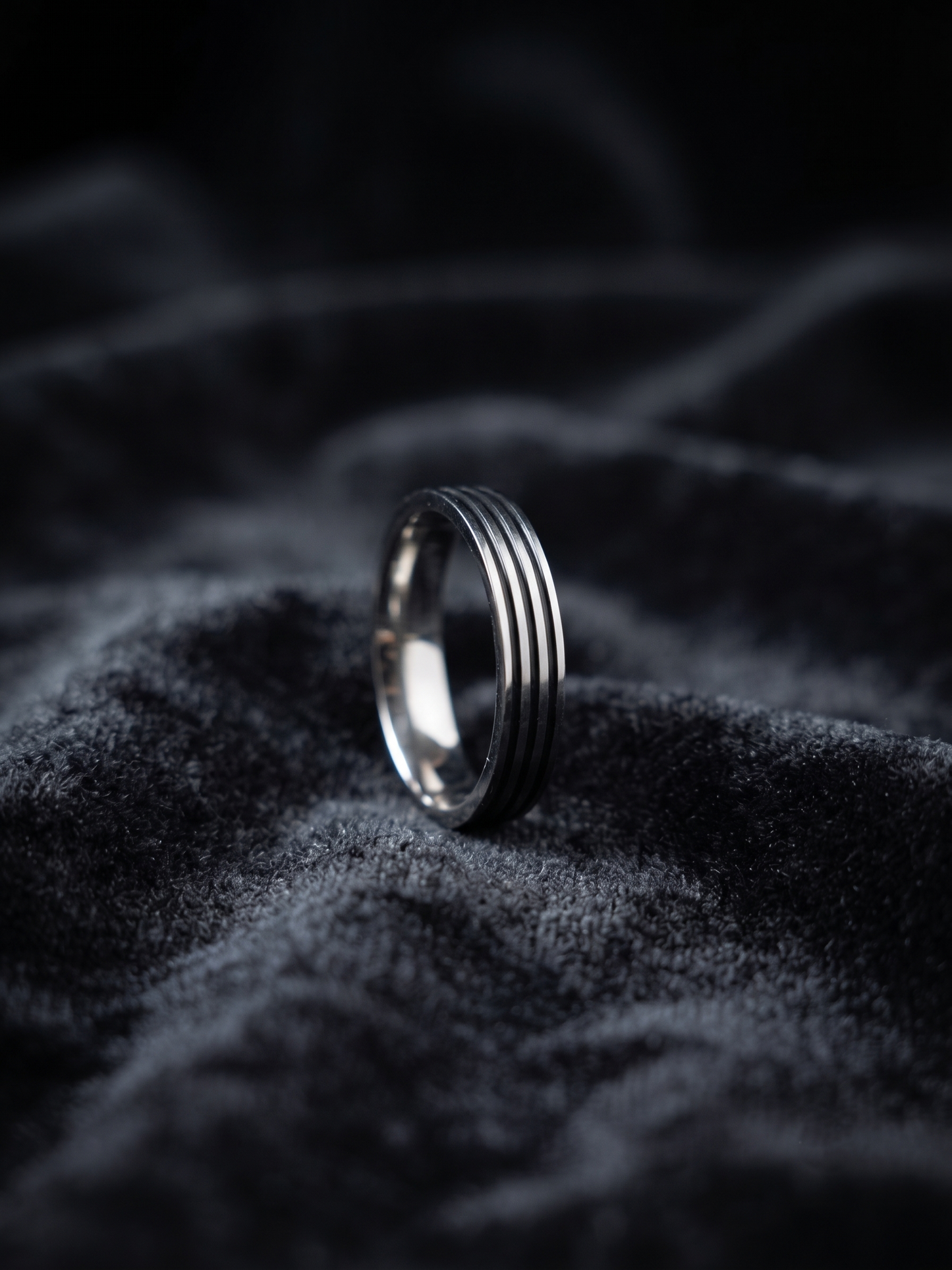 contemporary triple-groove sterling silver band