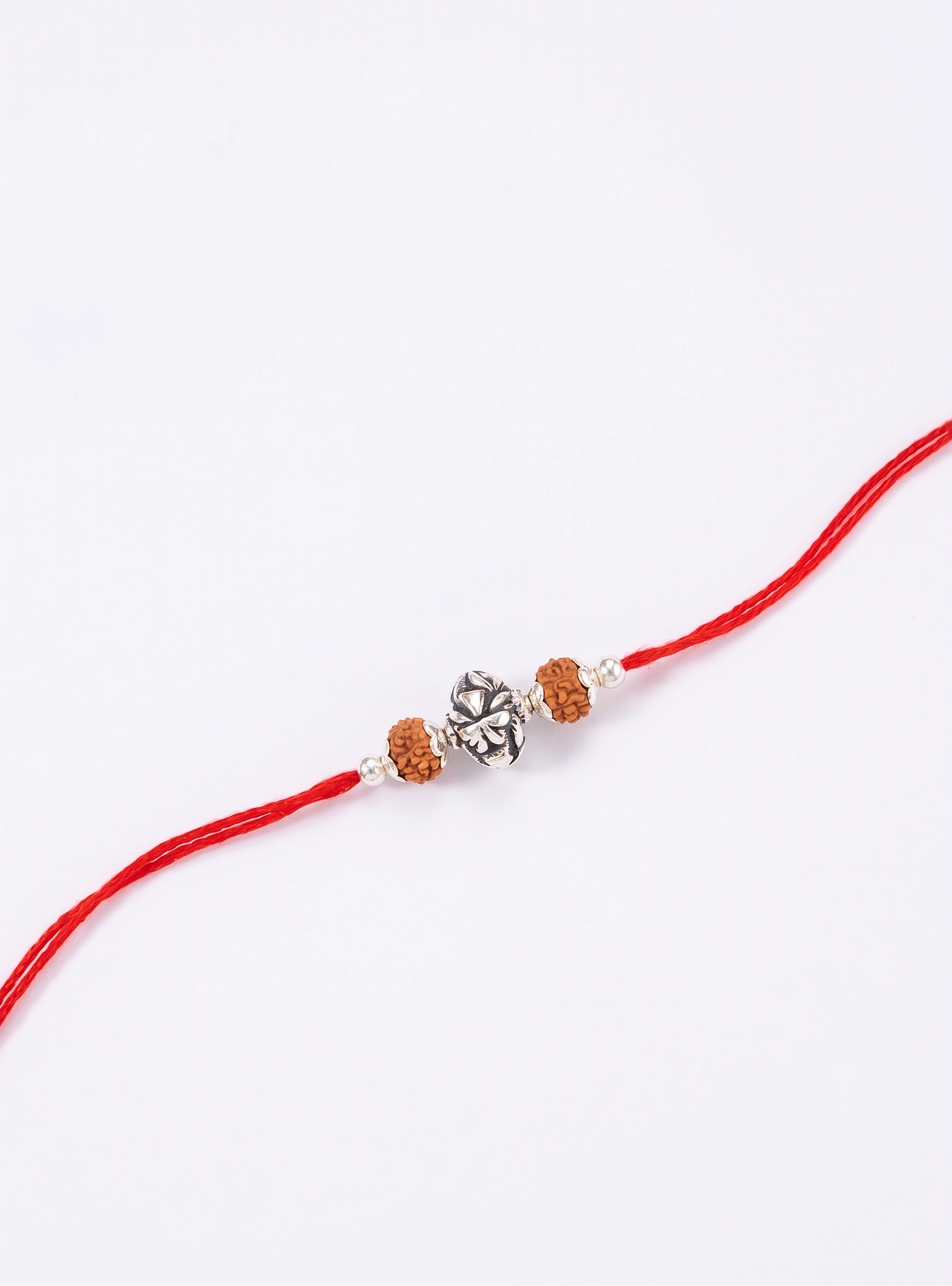 antique silver leaf rudraksha rakhi