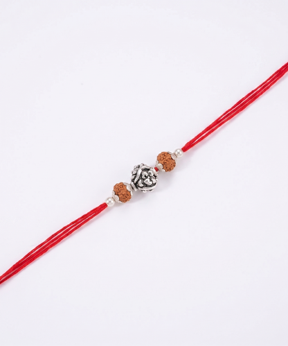 Rudraksha Silver Elephant Charm Rakhi