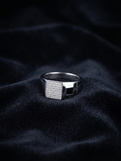 Bold Pavé & Onyx Accent Sterling Silver Signet Ring