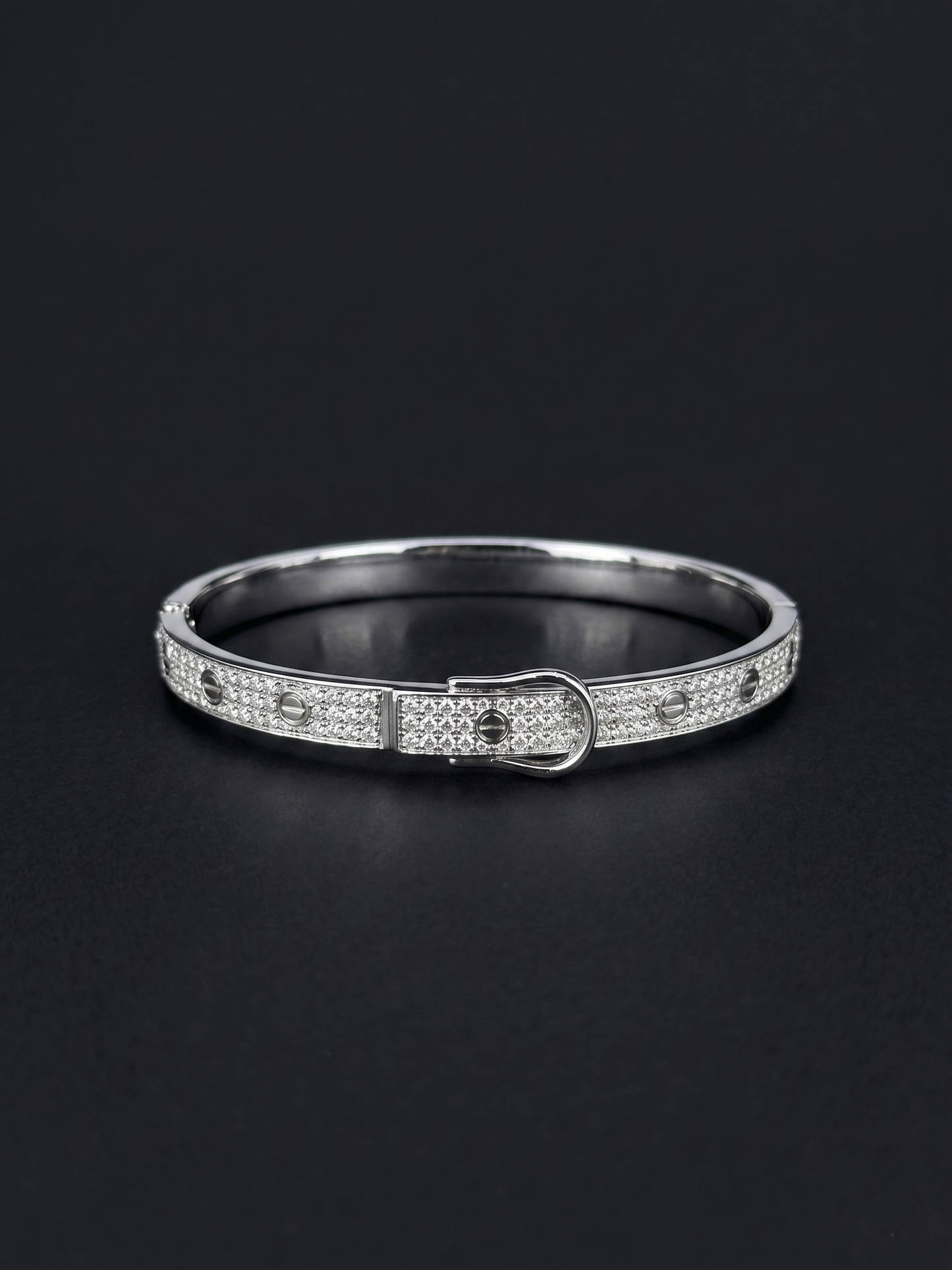 enchanting buckle-design pavé bangle