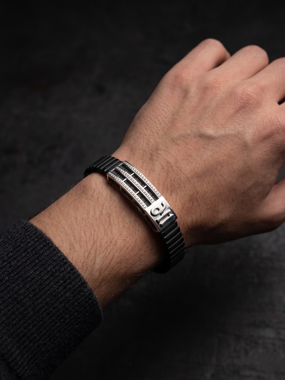 Sporty Linear Pavé Black Band Bracelet