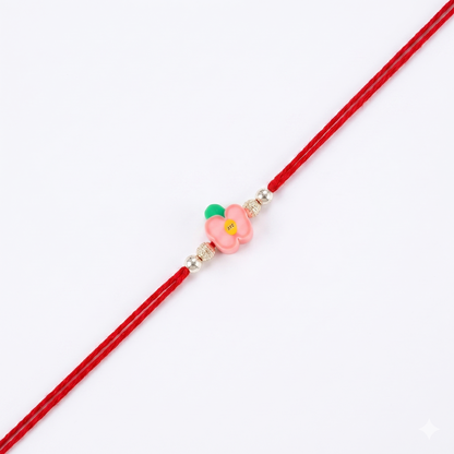 Peach Flower Charm Sparkle Rakhi
