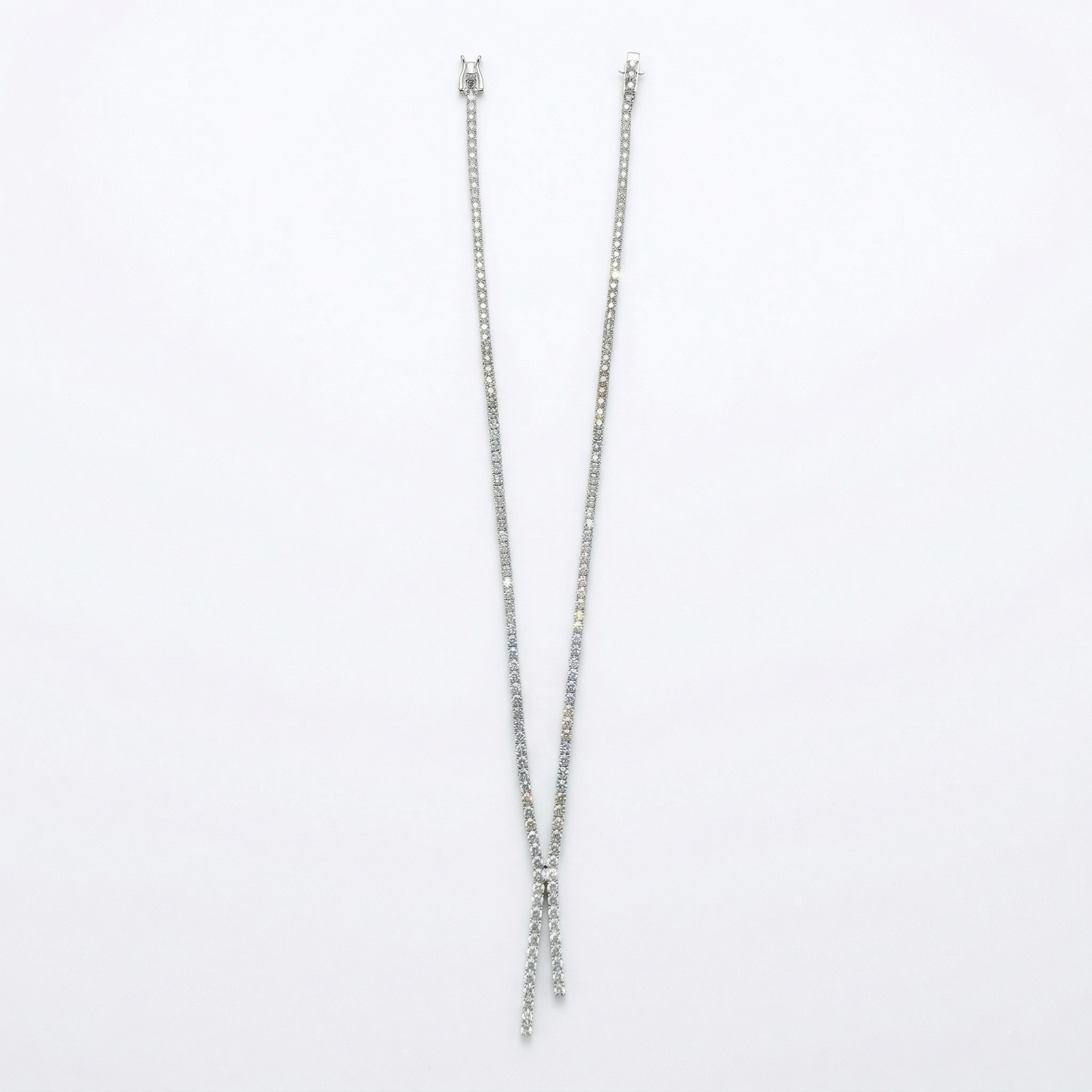 elegant double line drop necklace in pure 92.5 sterling silver with sparkling round stones ✨