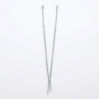 Elegant Double Line Drop Necklace in Pure 92.5 Sterling Silver with Sparkling Round Stones ✨