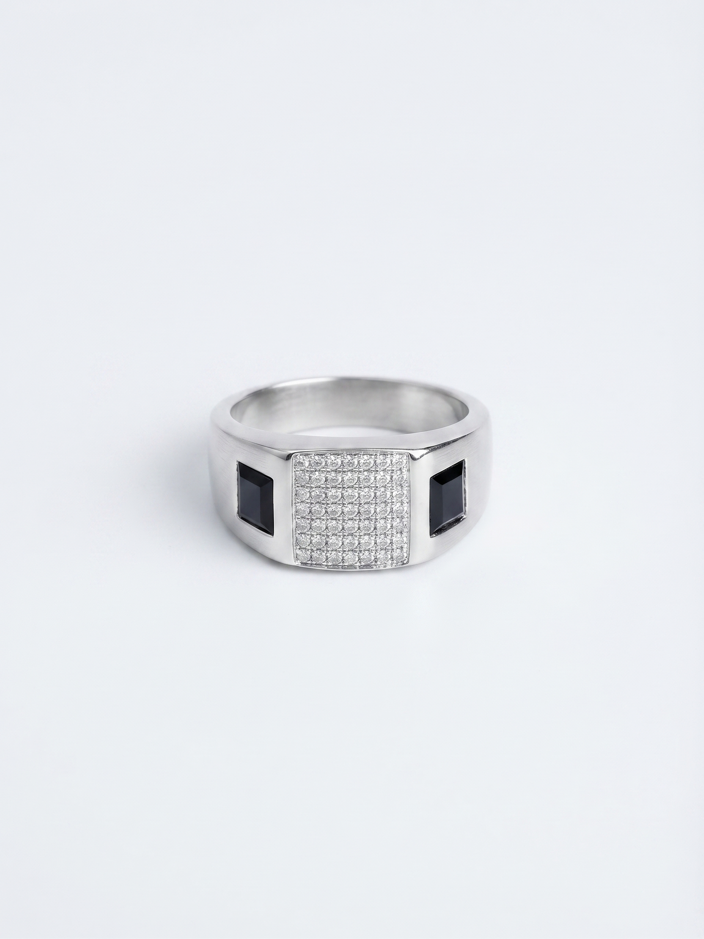 bold pavé & onyx accent sterling silver signet ring