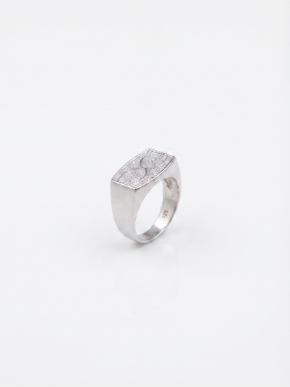 Pavé-Embellished Infinity Sterling Silver Signet Ring