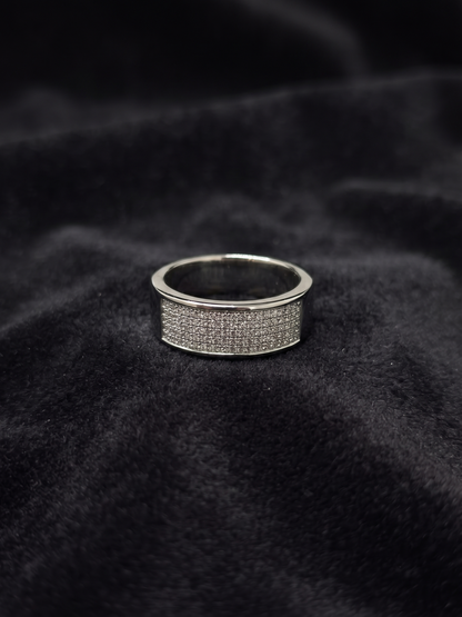 Minimalist Pavé-Center Sterling Silver Band