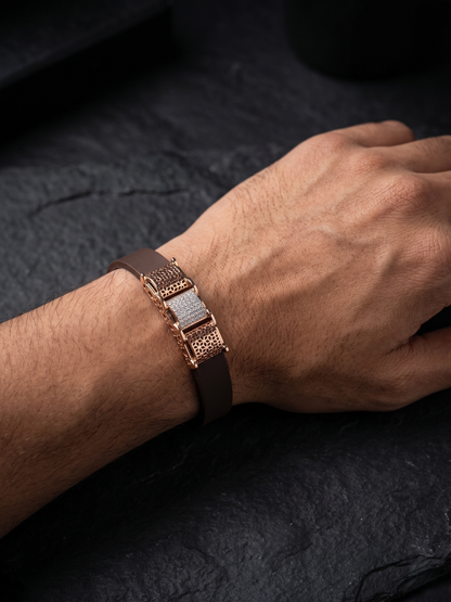Elegant Rose Gold-Tone Lattice Bangle