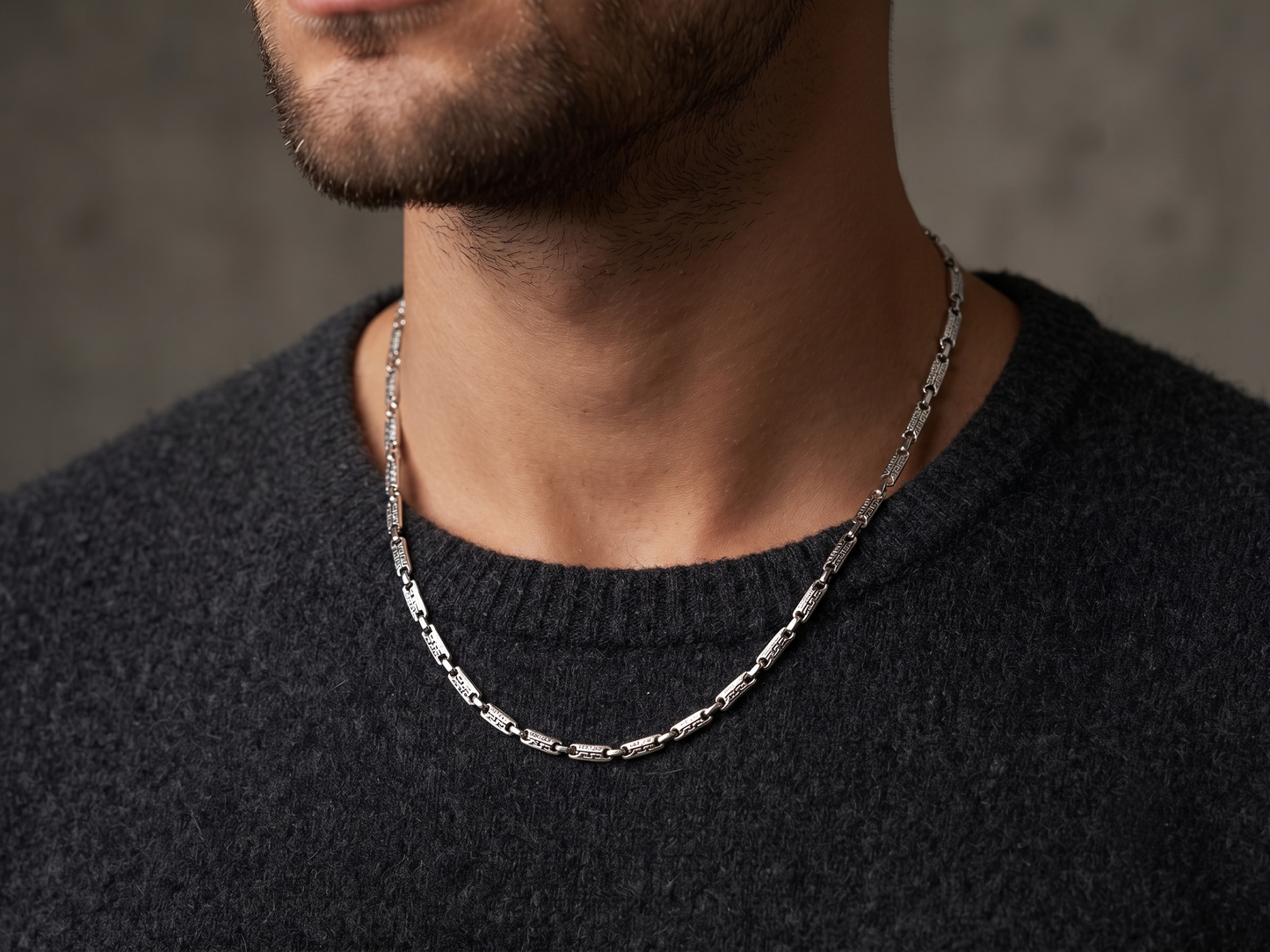 signature greek key sterling silver chain