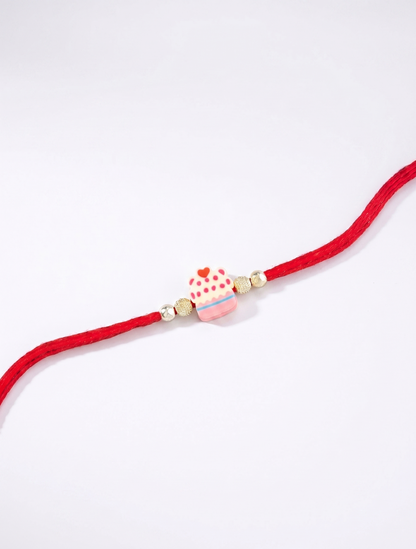 Pink Cupcake Charm Sparkle Rakhi