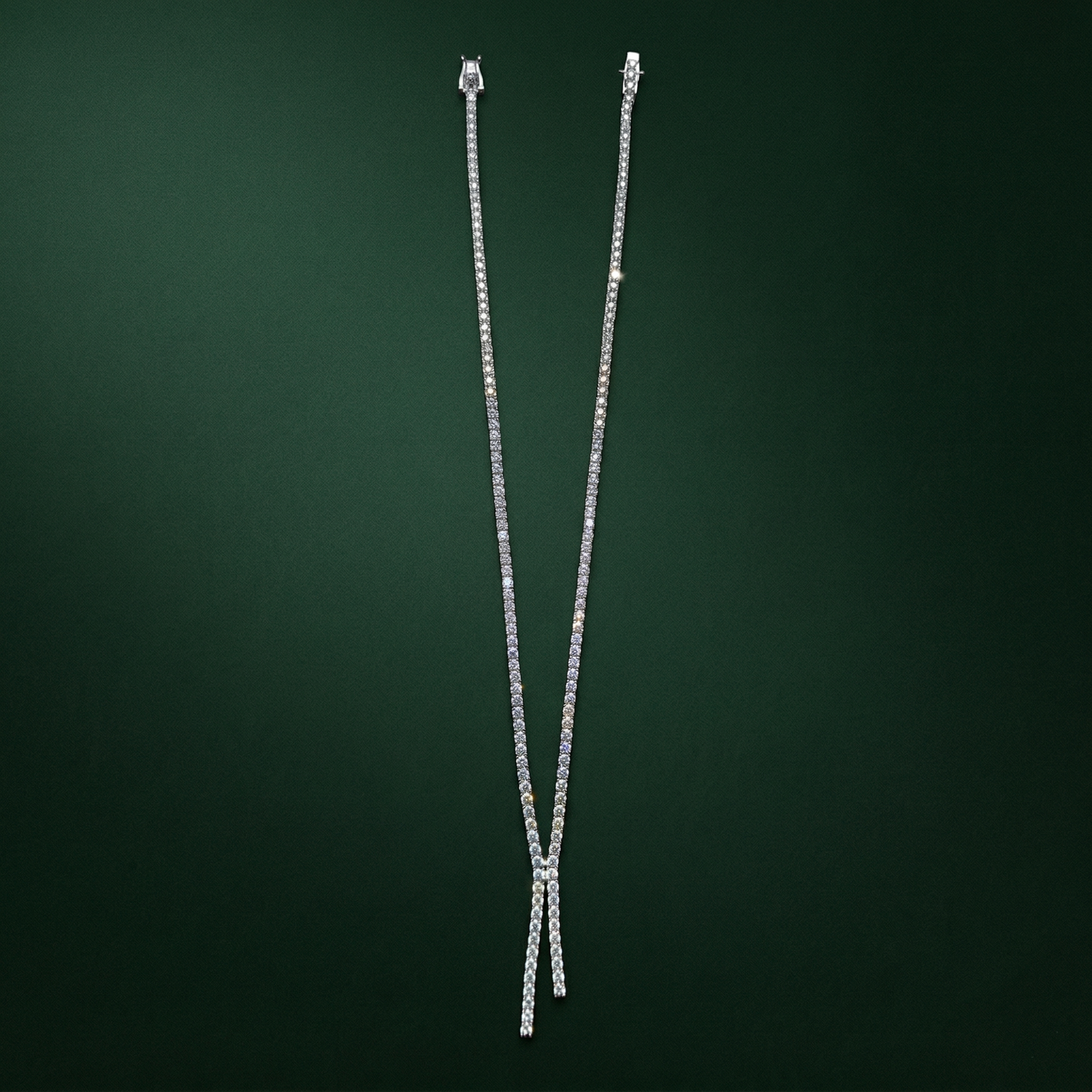 elegant double line drop necklace in pure 92.5 sterling silver with sparkling round stones ✨