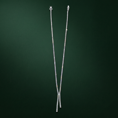Elegant Double Line Drop Necklace in Pure 92.5 Sterling Silver with Sparkling Round Stones ✨