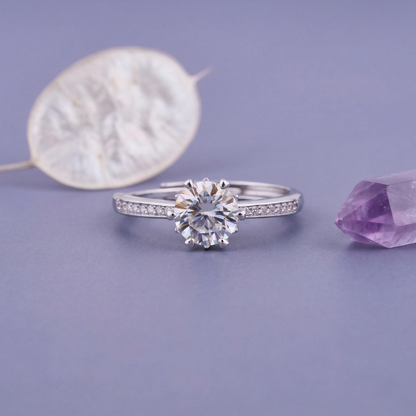 Elegant Round Solitaire Ring in Pure 92.5 Sterling Silver – Adjustable Size