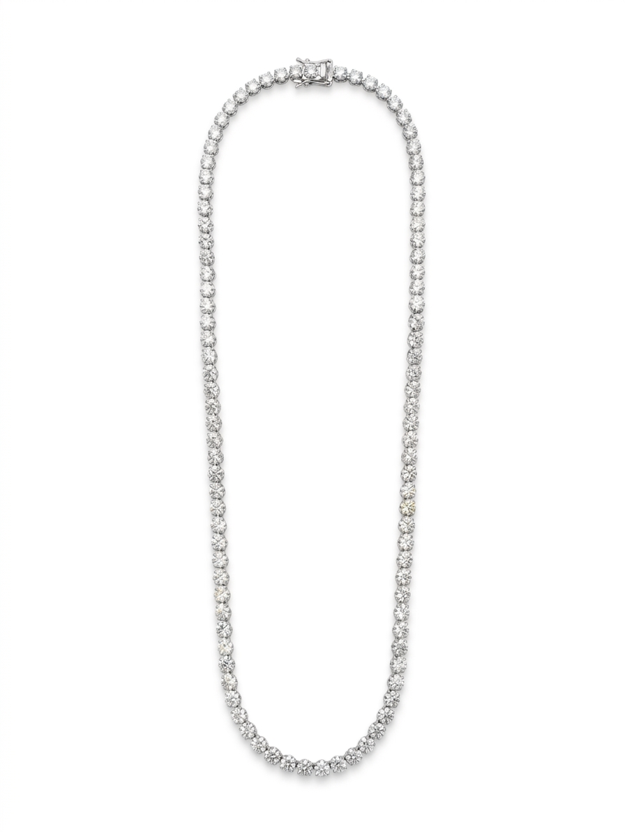 elegant classic tennis necklace in pure 92.5 sterling silver with brilliant round-cut stones ✨