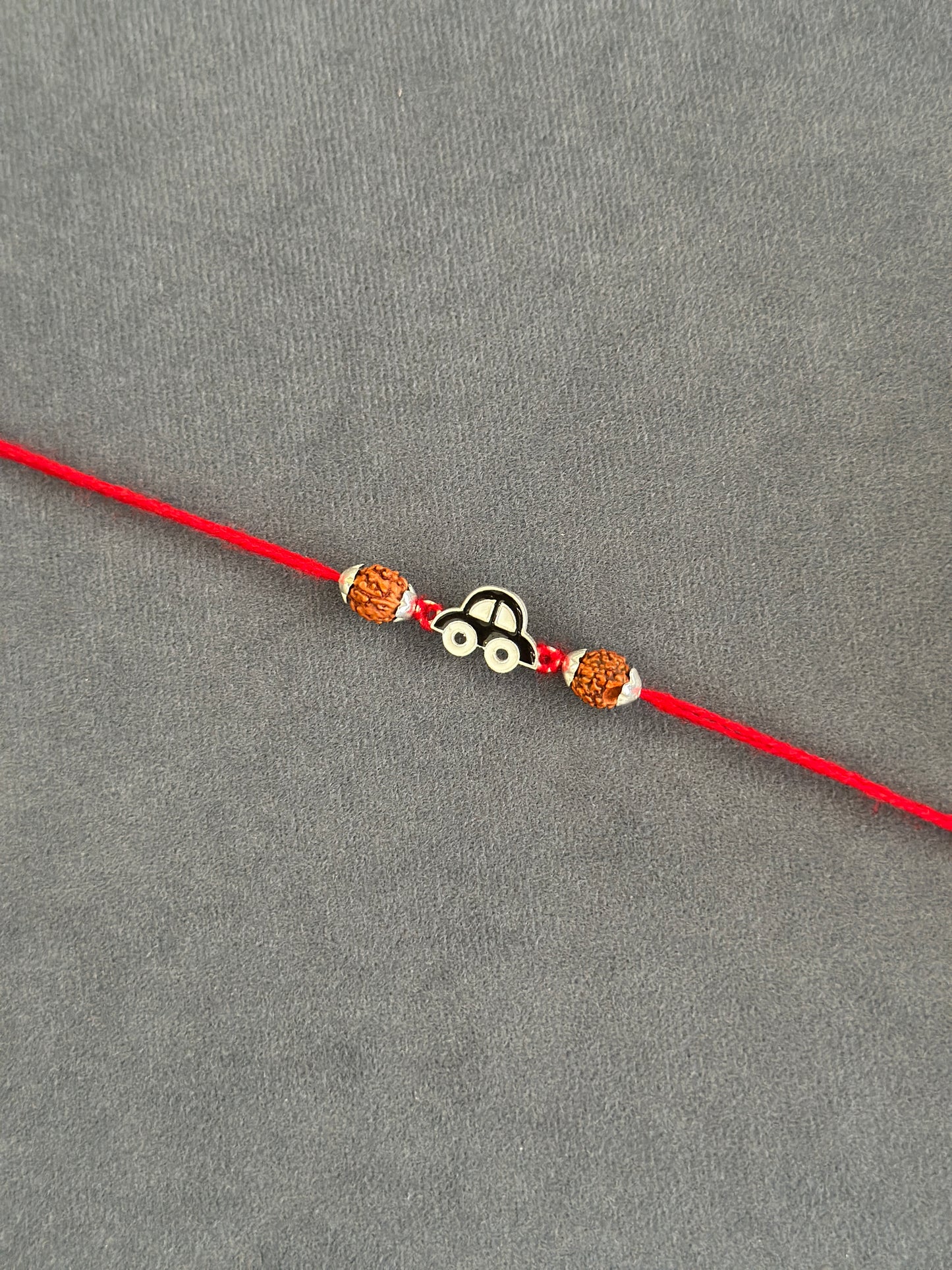 rudraksha silver car charm rakhi