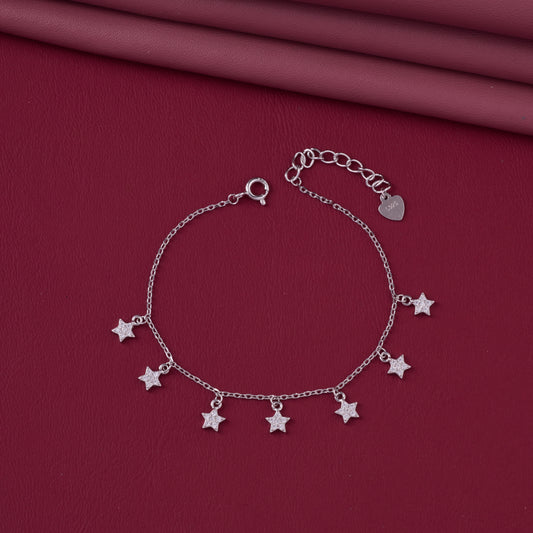Celestial Star Charm Bracelet in Pure 92.5 Sterling Silver – Adjustable Fit