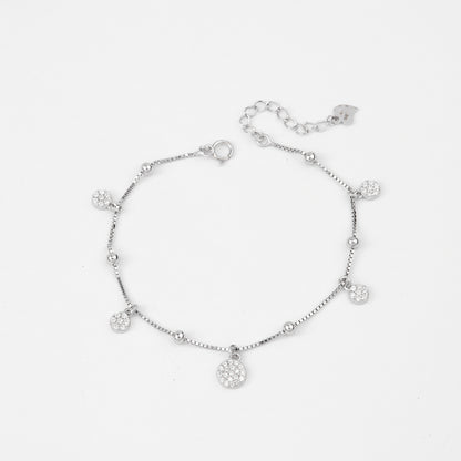 Elegant Dangling Disc Charm Bracelet in Pure 92.5 Sterling Silver – Adjustable Fit