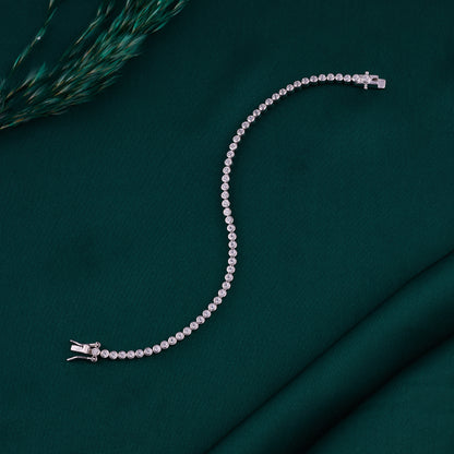 Classic Round Tennis Bracelet in Pure 92.5 Sterling Silver – Secure Box Clasp Closure
