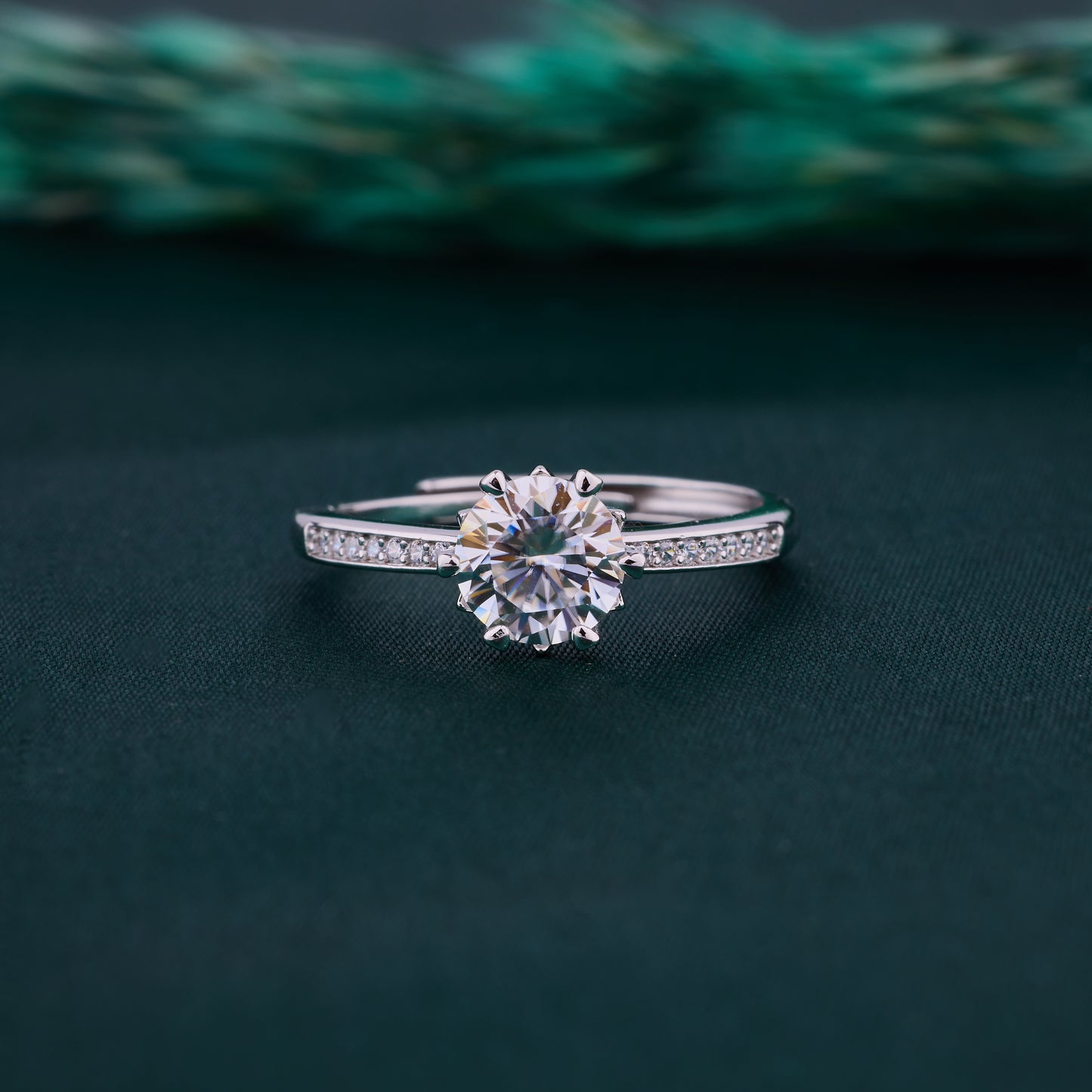 elegant round solitaire ring in pure 92.5 sterling silver – adjustable size