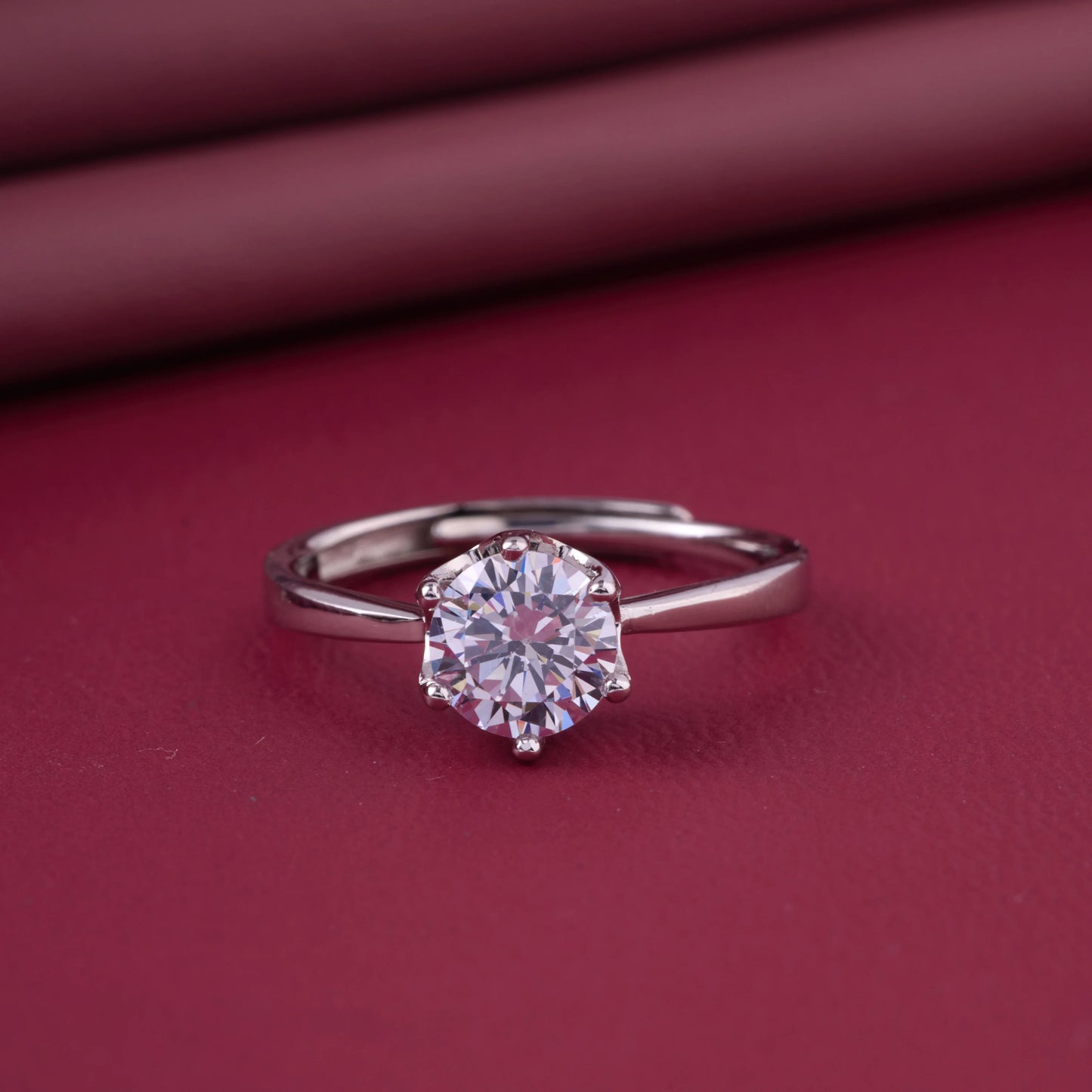 elegant round-cut diamond solitaire ring in 92.5 sterling silver – adjustable size