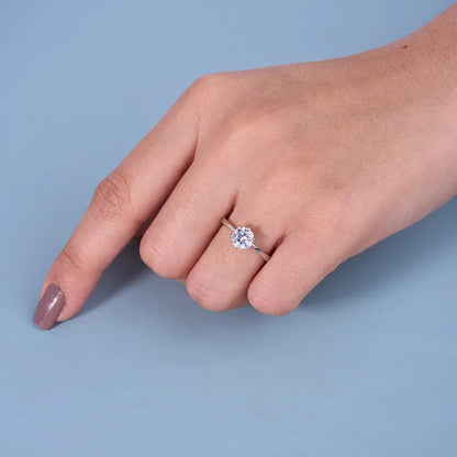 Elegant Round-Cut Diamond Solitaire Ring in 92.5 Sterling Silver – Adjustable Size