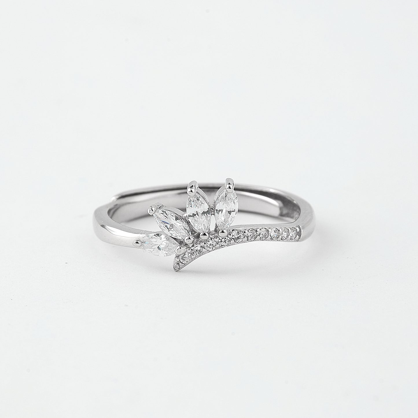 elegant marquise leaf design ring in pure 92.5 sterling silver – adjustable size