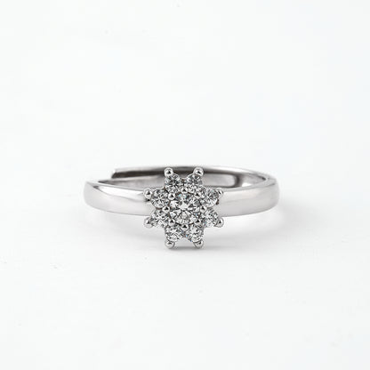 Rotating Floral Cluster Ring in Pure 92.5 Sterling Silver – 360° Spinning Top & Adjustable Size