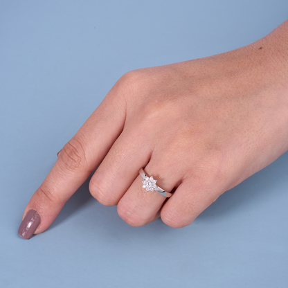 Rotating Floral Cluster Ring in Pure 92.5 Sterling Silver – 360° Spinning Top & Adjustable Size