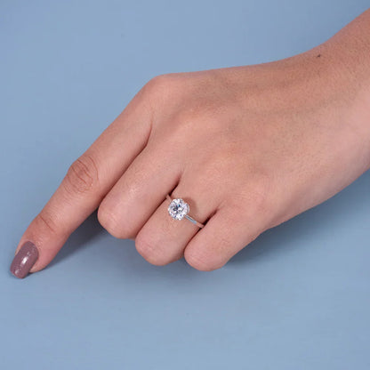 Elegant Round Brilliant Solitaire Ring in 92.5 Sterling Silver – Adjustable Size