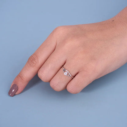 Romantic Heart Design Solitaire Ring in Pure 92.5 Sterling Silver – Adjustable Size