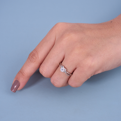 Modern Heart Solitaire Ring in Pure 92.5 Sterling Silver – Adjustable Size