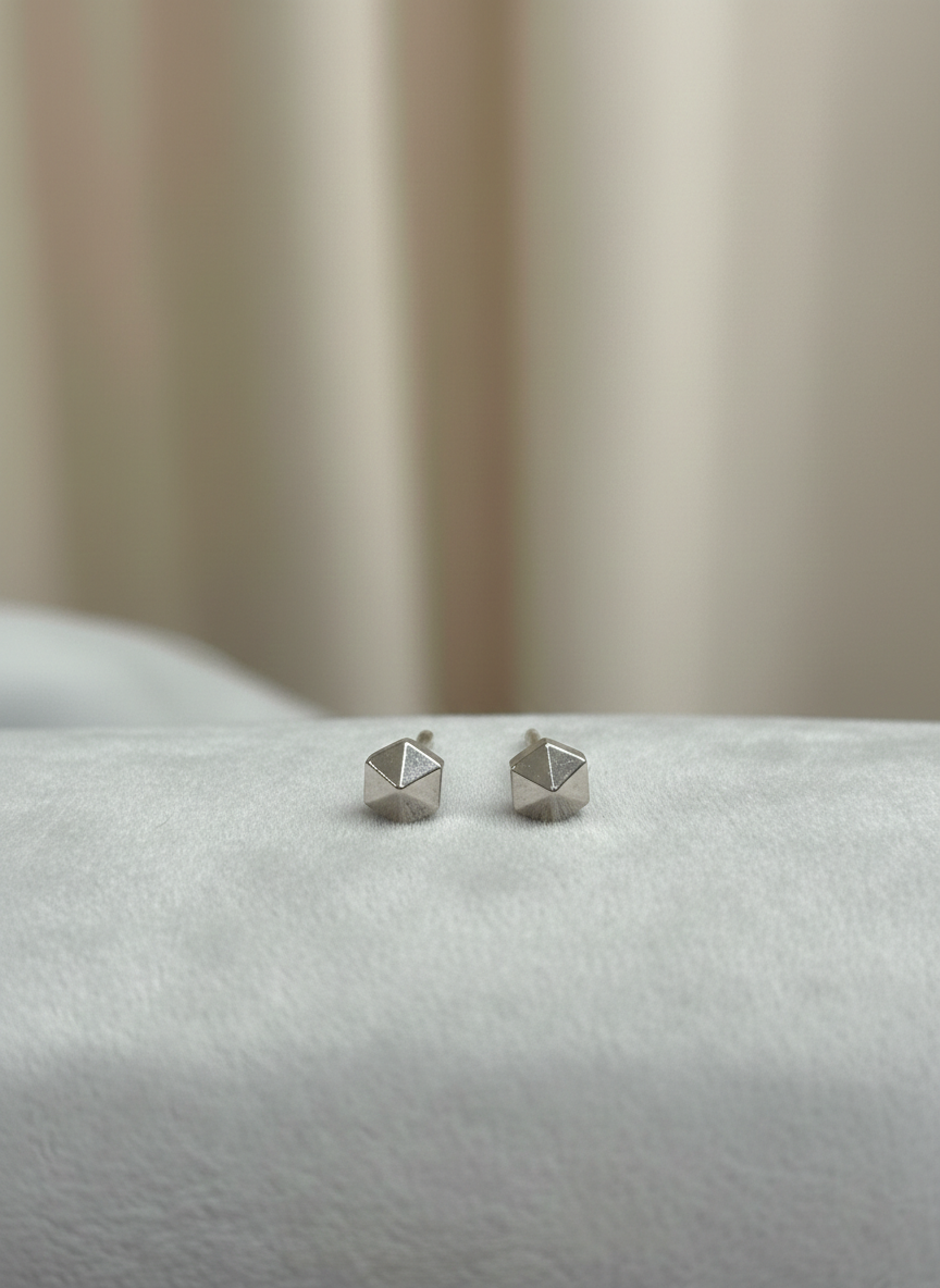 elegant silver-tone geometric studded mangalsutra with black beaded chain & matching earrings