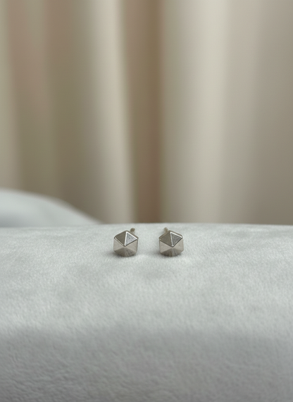 Elegant Silver-Tone Geometric Studded Mangalsutra with Black Beaded Chain & Matching Earrings