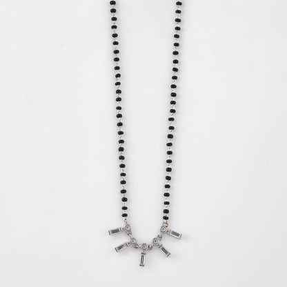 Elegant Black Beaded Mangalsutra with Geometric Crystal Drop Pendant