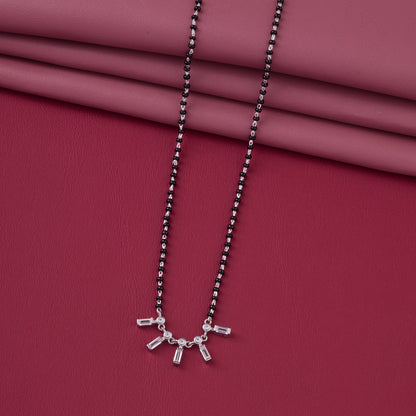 Elegant Black Beaded Mangalsutra with Geometric Crystal Drop Pendant