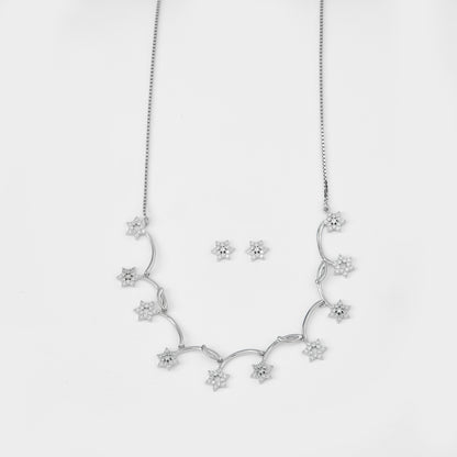 Celestial Star Charm Necklace & Stud Earrings Set in Pure 92.5 Sterling Silver