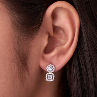 Elegant Triple Halo Pendant & Earrings Set in Pure 92.5 Sterling Silver