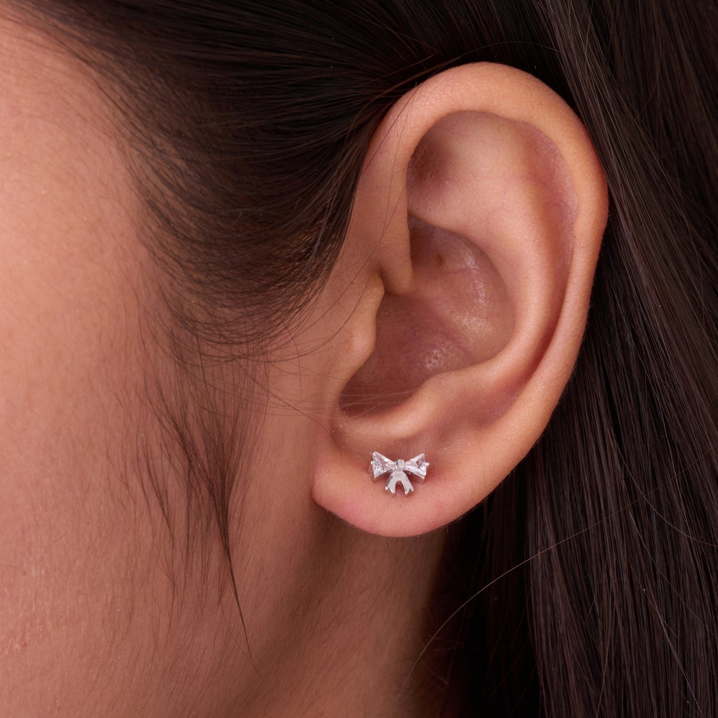 charming bow design cz pendant with matching stud earrings (pendant set only – chain not included)