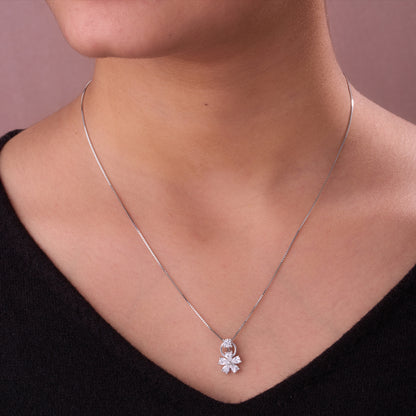 Elegant Floral CZ Pendant with Matching Earrings Set (Pendant & Earrings Only – Chain Not Included)