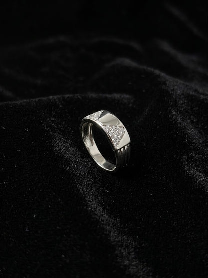 Geometric Triangle Pavé Sterling Silver Statement Ring
