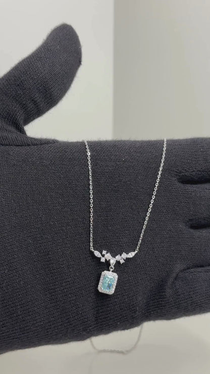 Vintage Style Blue Drop CZ Statement Necklace in 92.5 Sterling Silver