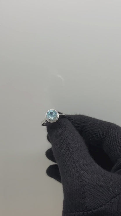 Elegant Round Halo Solitaire Ring in Pure 92.5 Sterling Silver – Adjustable Size