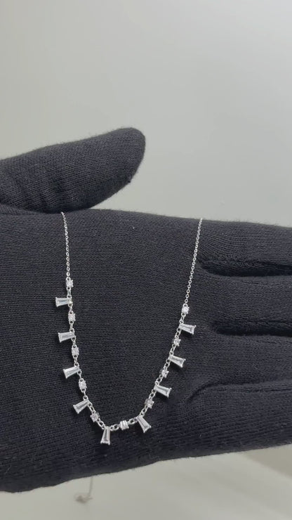 Minimalist Baguette CZ Bar Pendant Chain in 92.5 Sterling Silver