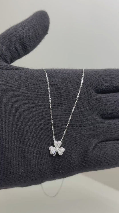 Premium Clover Stone Pendant Chain in 92.5 Sterling Silver