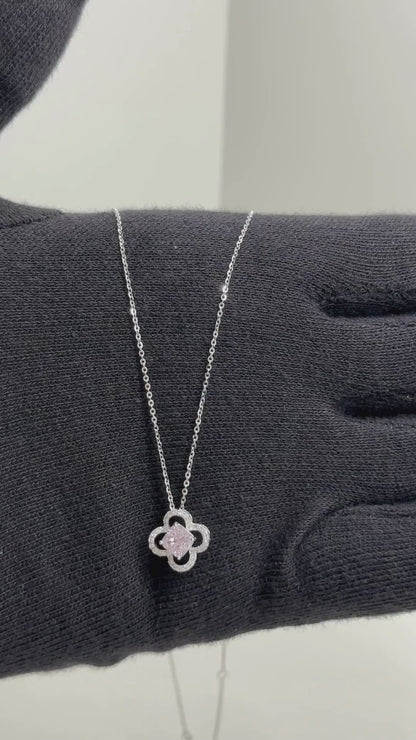 Premium Floral Crystal Halo Pendant Chain in 92.5 Sterling Silver